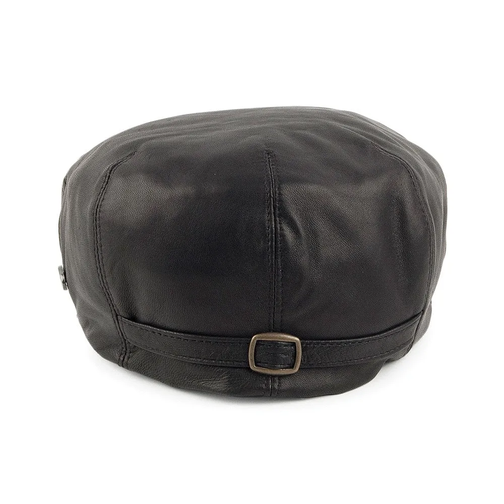 Bailey Hats Stockton Leather Flat Cap - Black