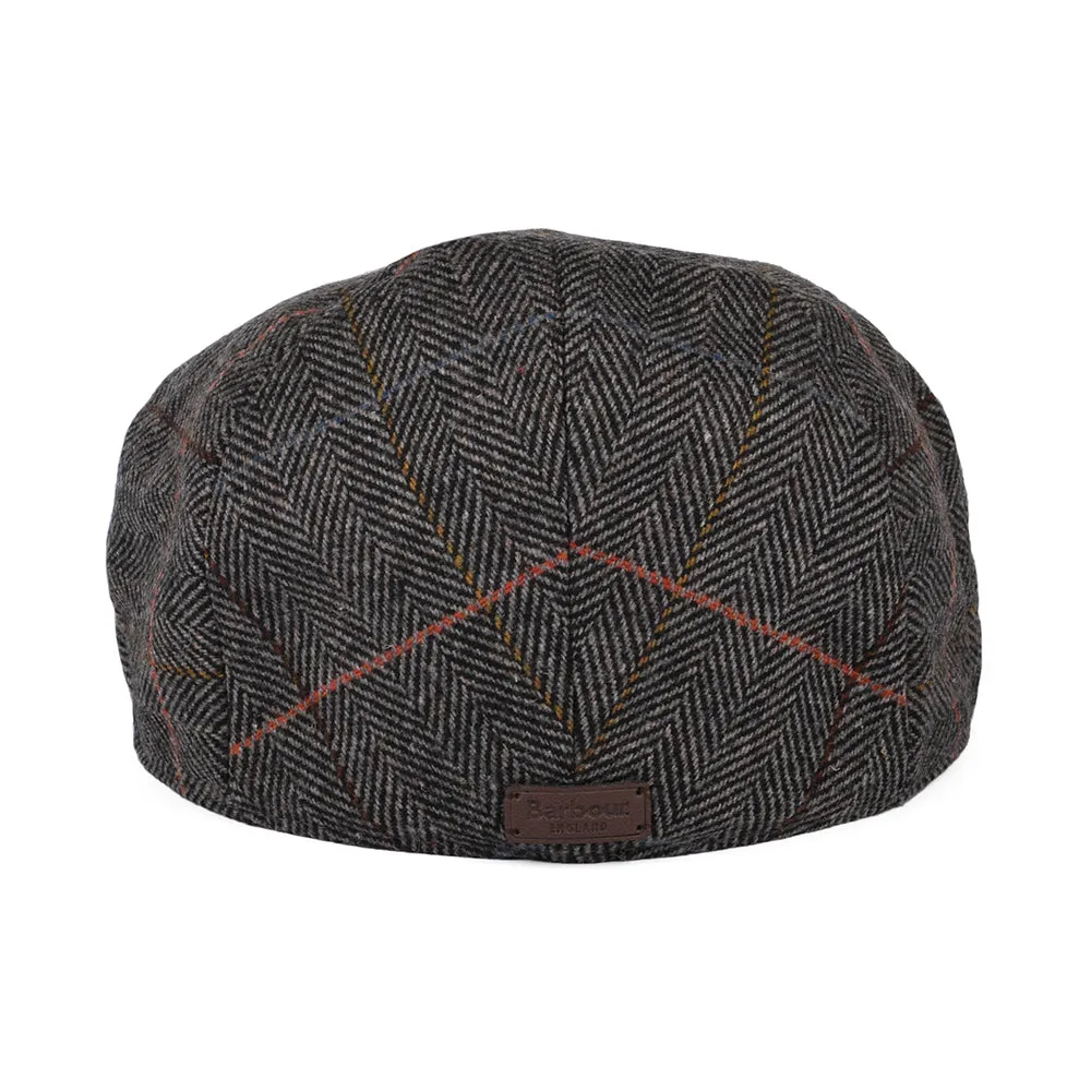 Barbour Hats Wilkin Windowpane Herringbone Flat Cap - Charcoal