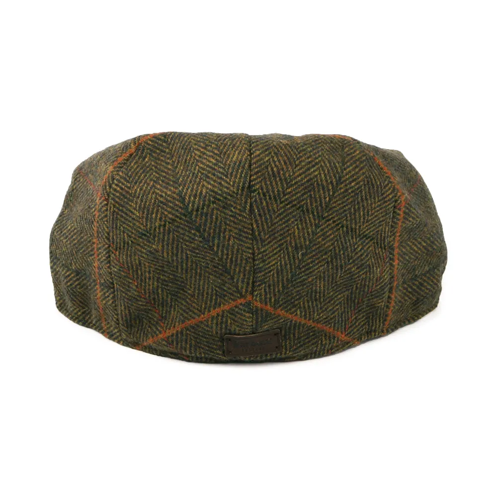 Barbour Hats Wilkin Windowpane Herringbone Flat Cap - Olive-Multi