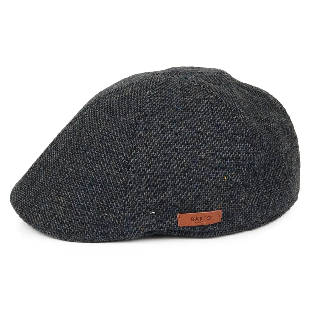Barts Hats Mr. Mitchell Duckbill Flat Cap With Brown Tab - Navy Blue