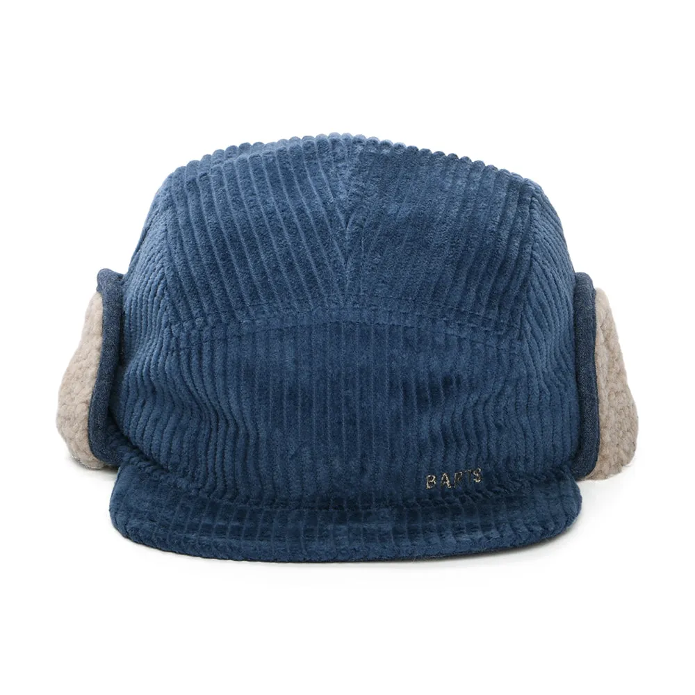 Barts Hats Rayner Corduroy 5 Panel Cap with Earflaps - Navy Blue