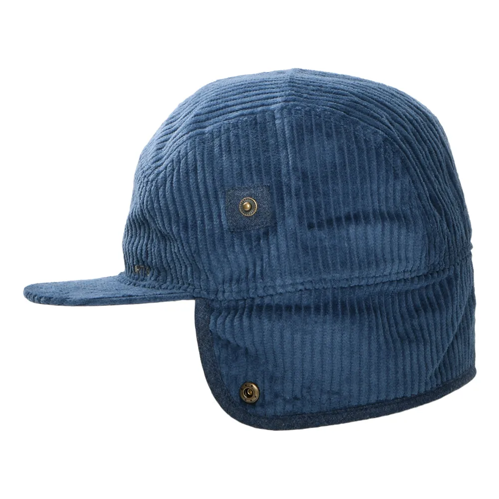 Barts Hats Rayner Corduroy 5 Panel Cap with Earflaps - Navy Blue