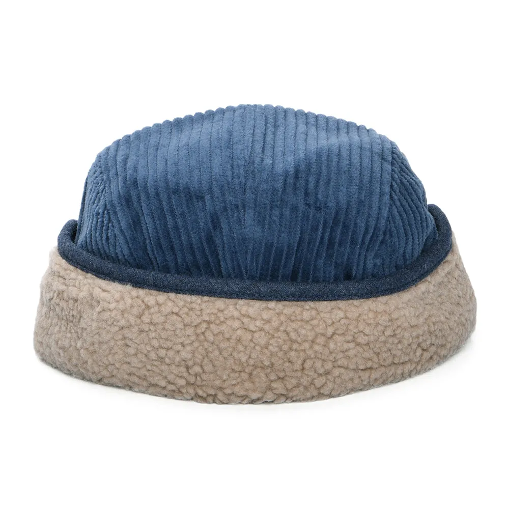 Barts Hats Rayner Corduroy 5 Panel Cap with Earflaps - Navy Blue