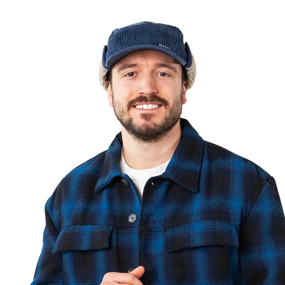 Barts Hats Rayner Corduroy 5 Panel Cap with Earflaps - Navy Blue