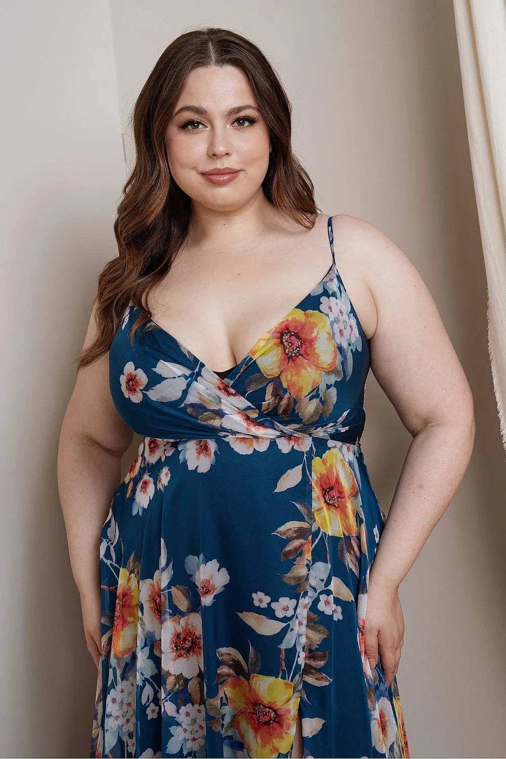Bella Dress in Teal Floral - Plus