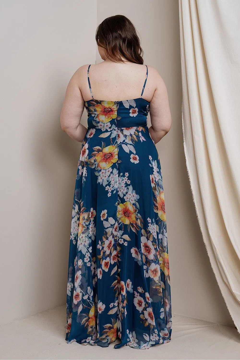 Bella Dress in Teal Floral - Plus