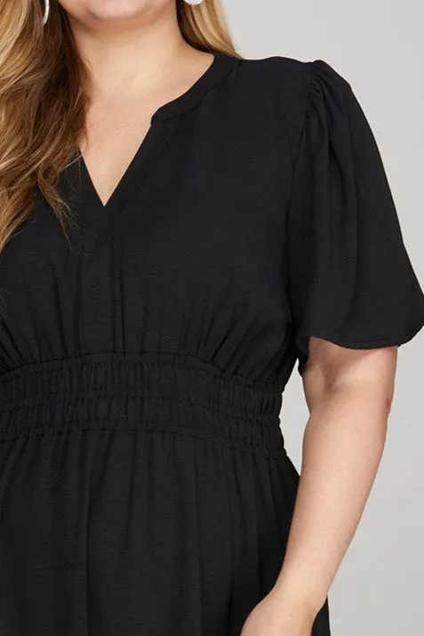 Cruise Line Dress in Black - Plus