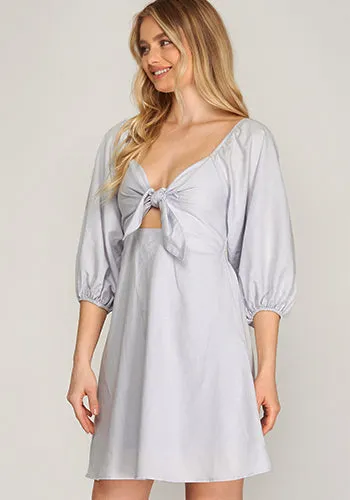 Double Whipped Dress in Light Gray
