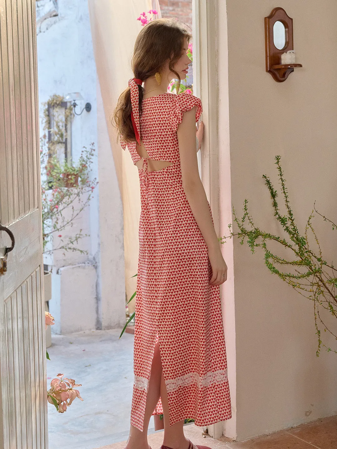 【Final Sale】Cathy Square Neck Heartcore Lace Dress
