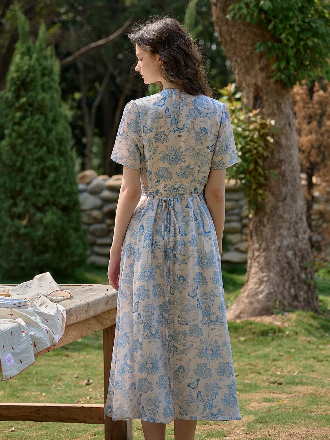 【Final Sale】Louisa Ruffle V-Neck Floral Waist Dress - Yellow