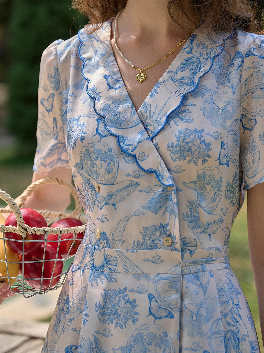 【Final Sale】Louisa Ruffle V-Neck Floral Waist Dress - Yellow