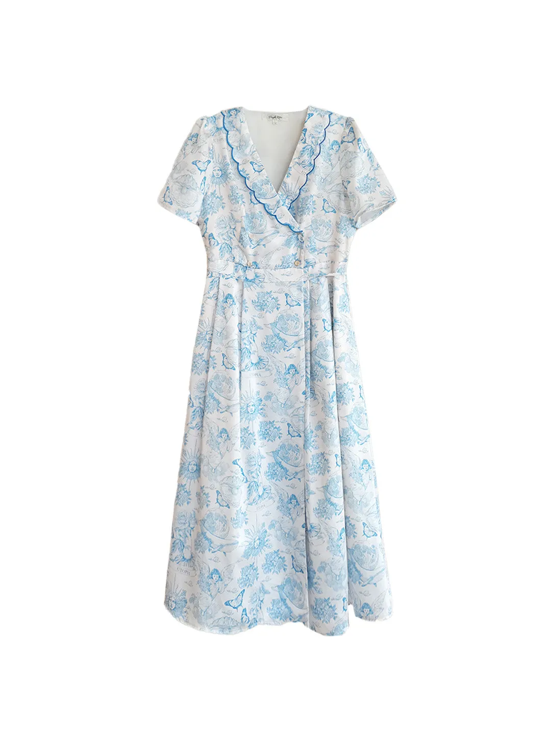【Final Sale】Louisa Ruffle V-Neck Floral Waist Dress - Yellow