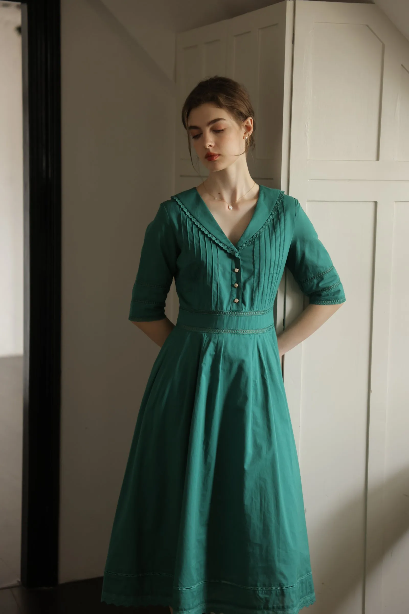 Fiona 100% Cotton Black Midi Dress