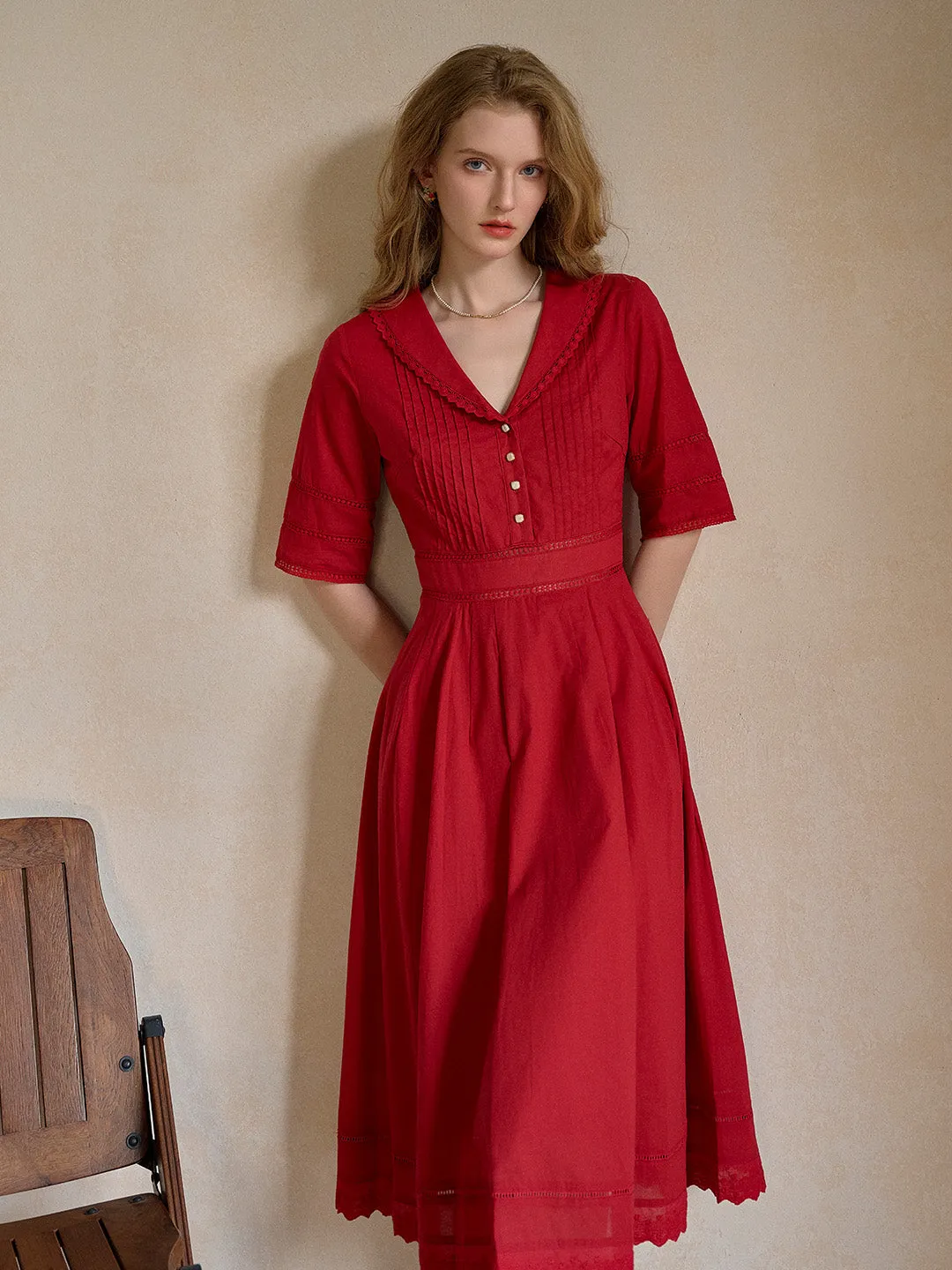 Fiona 100% Cotton Black Midi Dress