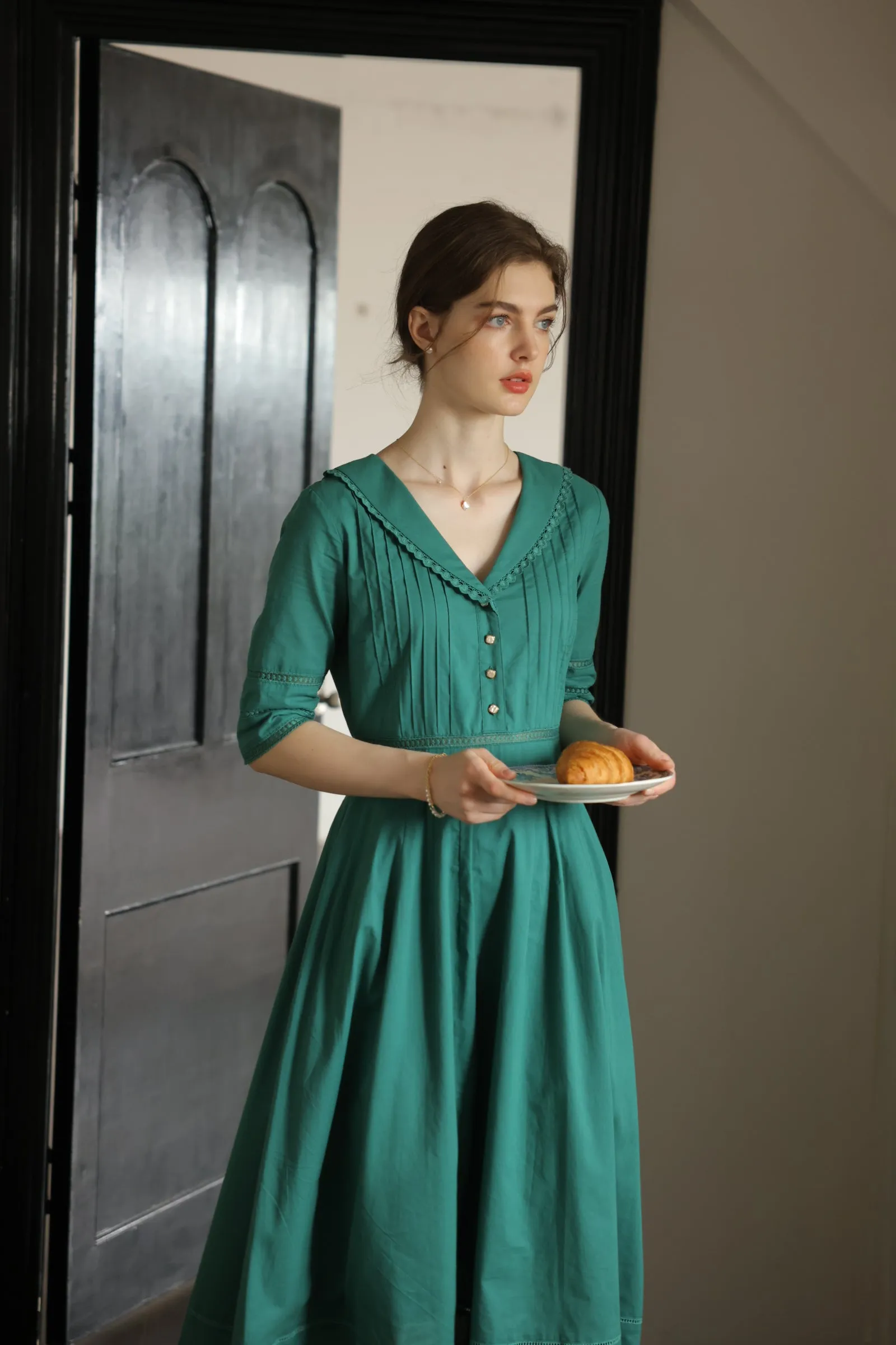 Fiona 100% Cotton Black Midi Dress