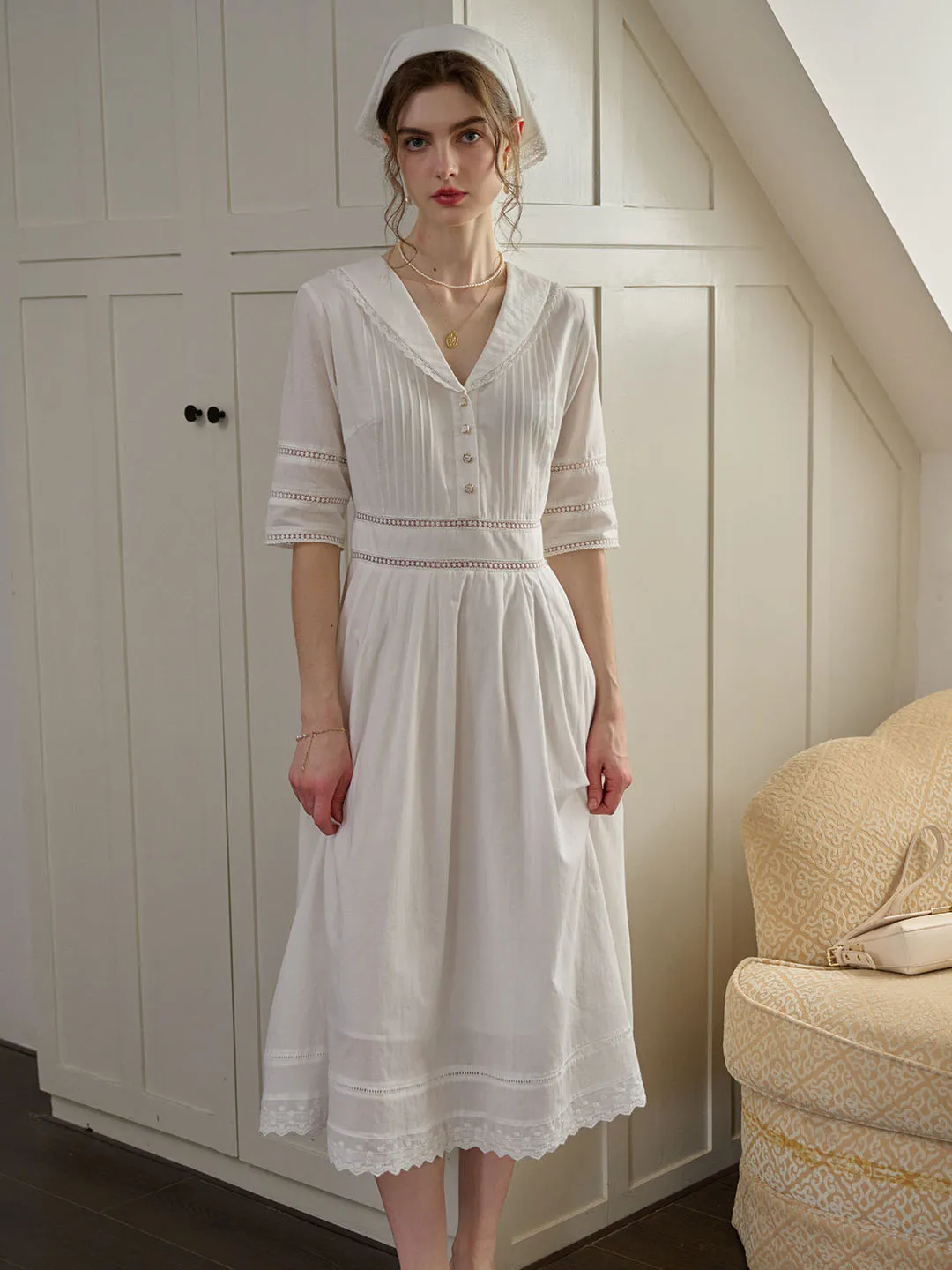 Fiona 100% Cotton Black Midi Dress