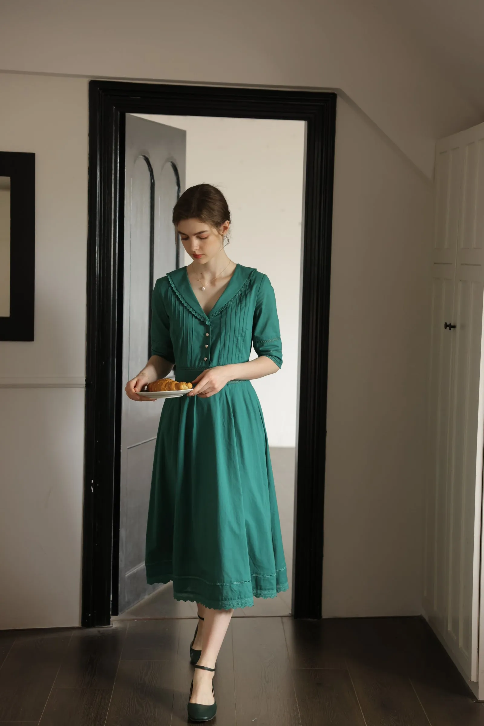 Fiona 100% Cotton Black Midi Dress