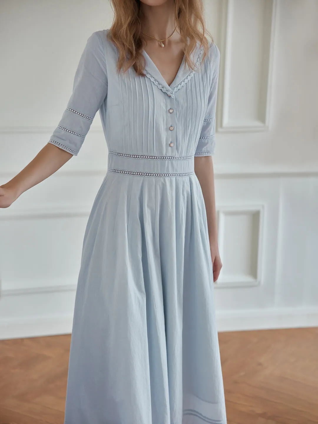 Fiona 100% Cotton Black Midi Dress