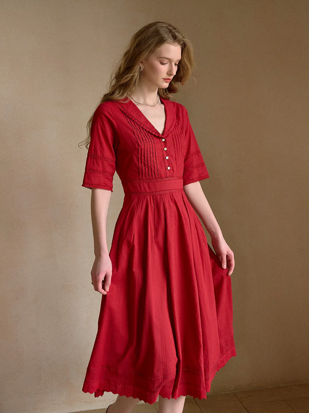 Fiona 100% Cotton Black Midi Dress