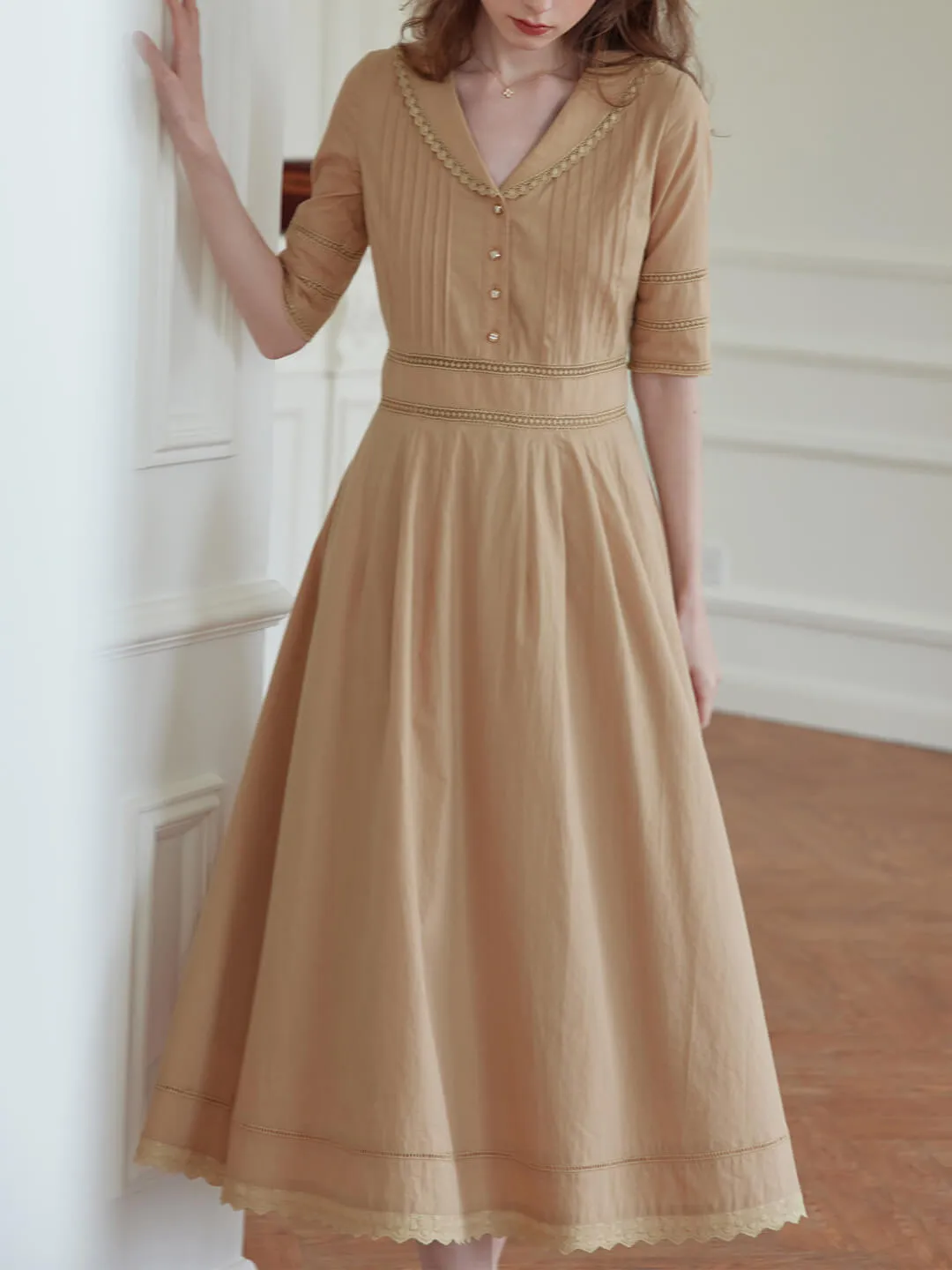 Fiona 100% Cotton White Midi Dress