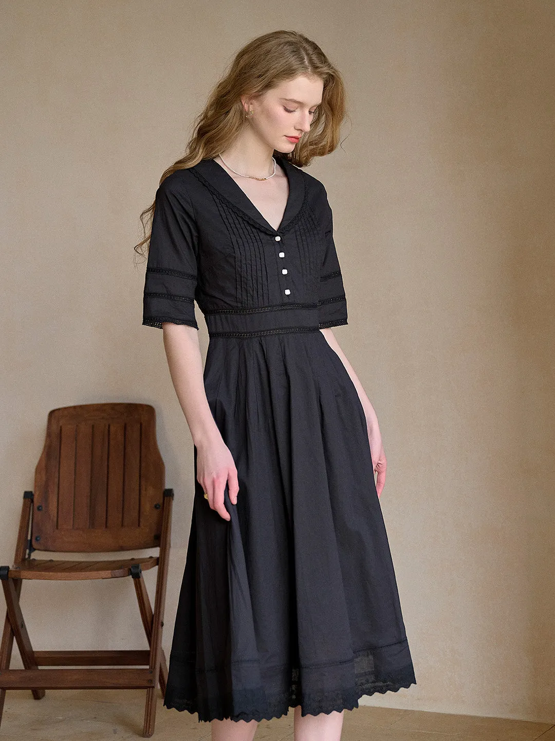 Fiona 100% Cotton White Midi Dress