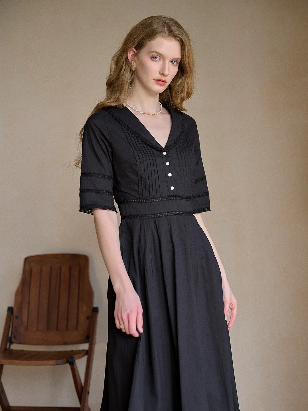 Fiona 100% Cotton White Midi Dress