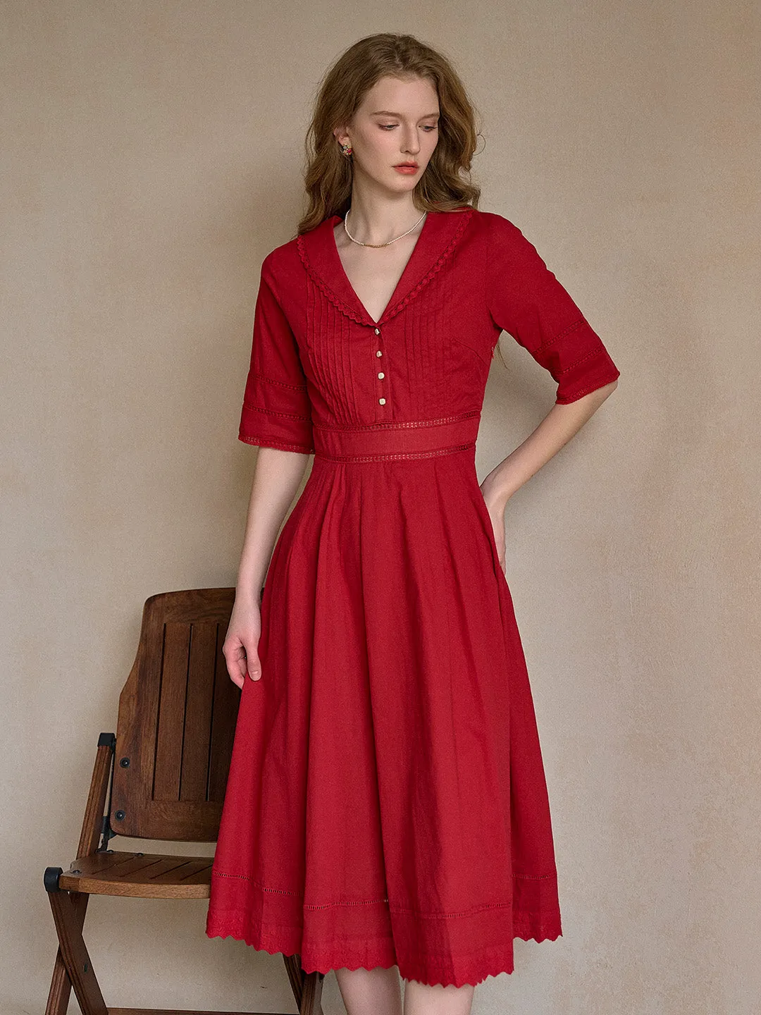 Fiona 100% Cotton White Midi Dress