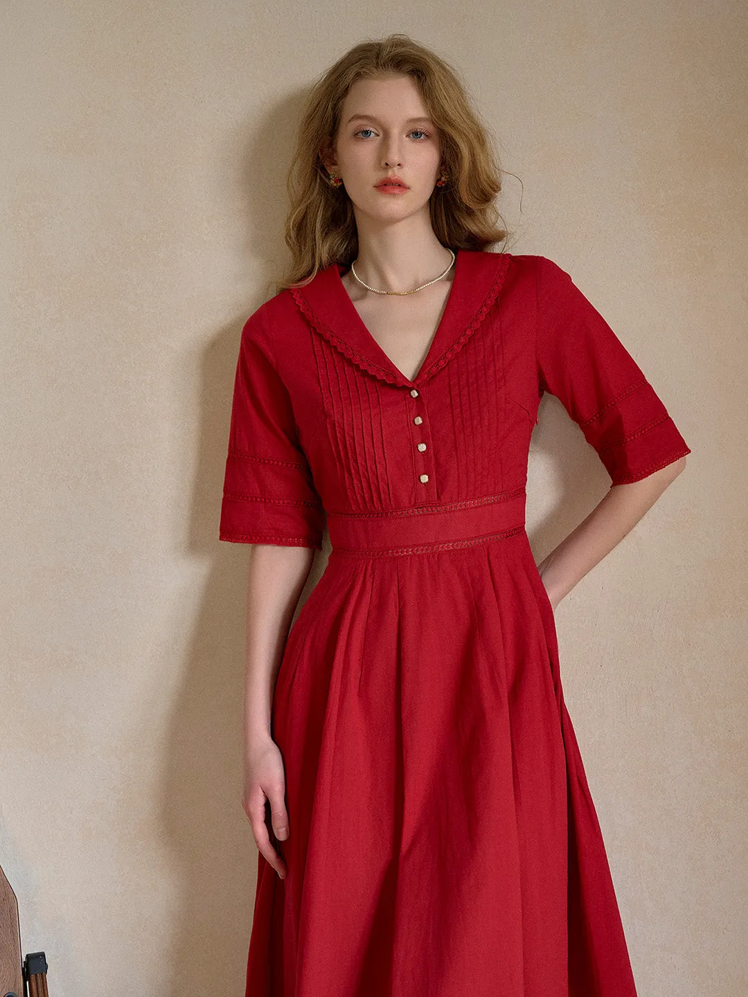 Fiona 100% Cotton White Midi Dress