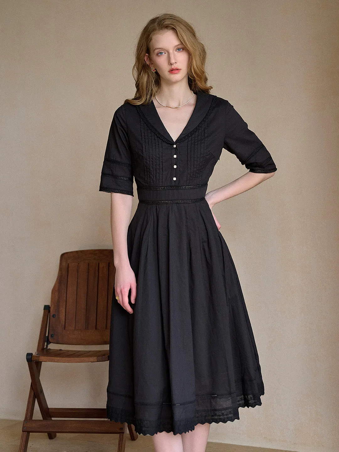 Fiona 100% Cotton White Midi Dress