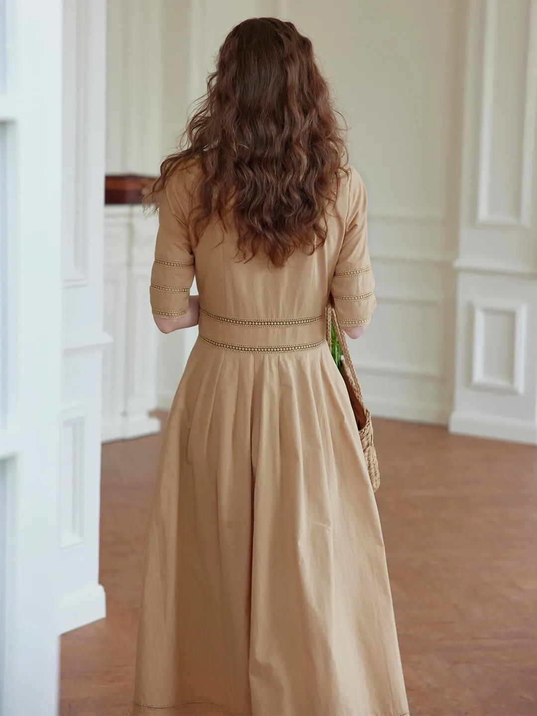 Fiona 100% Cotton White Midi Dress