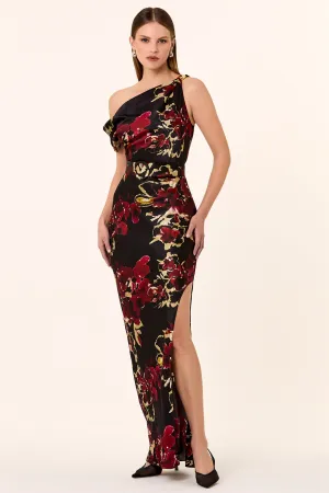 Halle Dress - Watercolour Floral Black