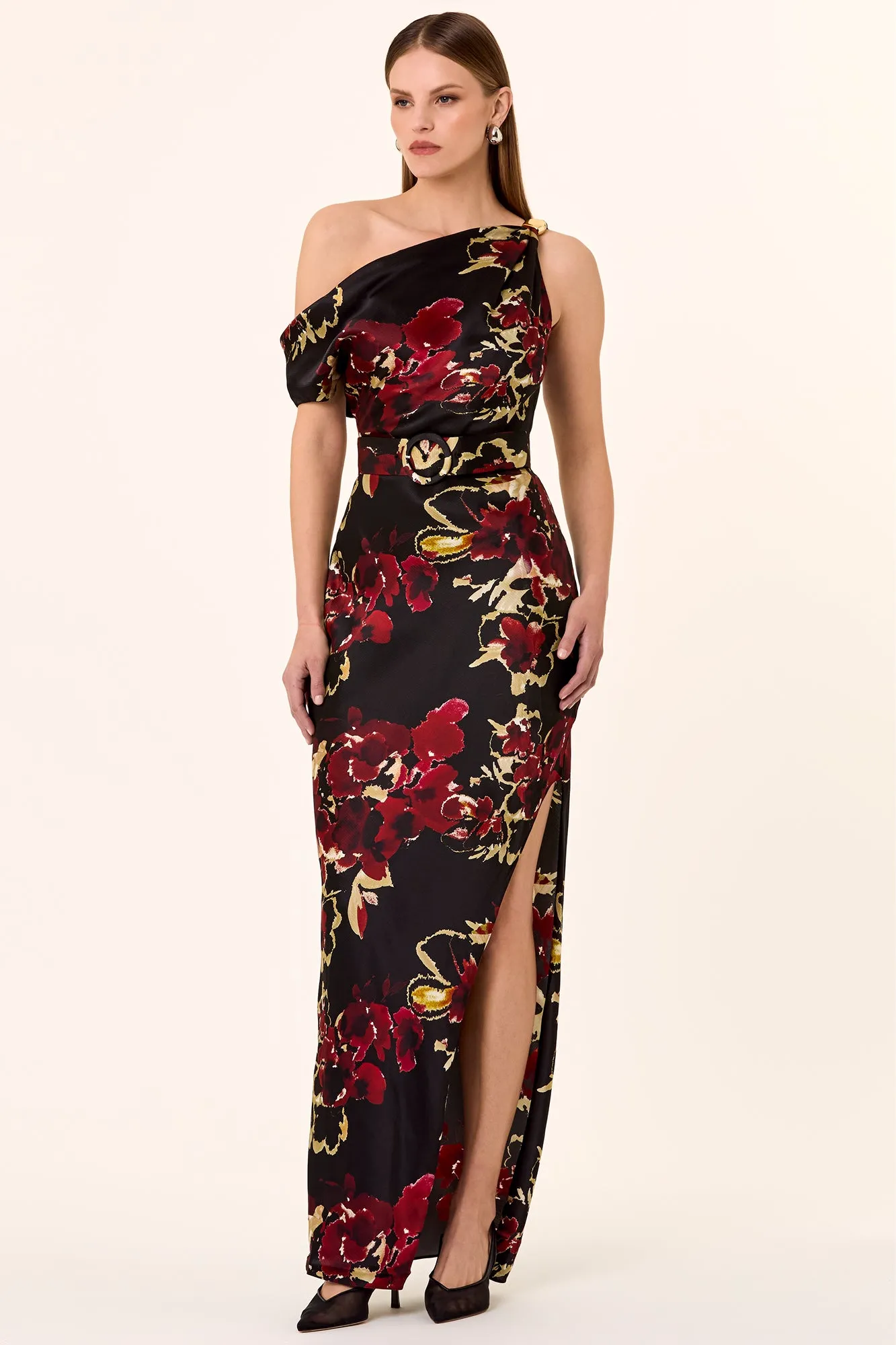 Halle Dress - Watercolour Floral Black