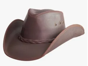 Hollywood Brown Pinch Front Leather Cowboy Hat