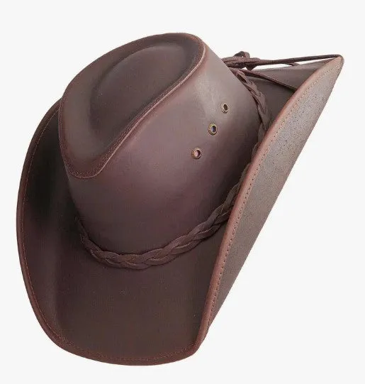 Hollywood Brown Pinch Front Leather Cowboy Hat