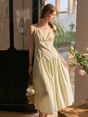 Jemma Square Neck Patchwork Dress - Green