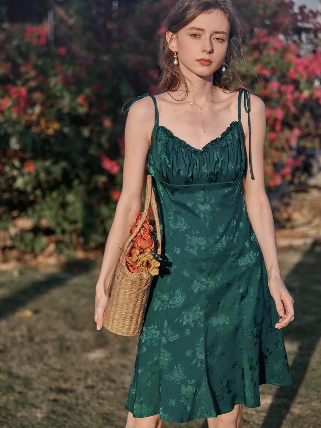 Jennifer Ruffled V-neck Slip Dress