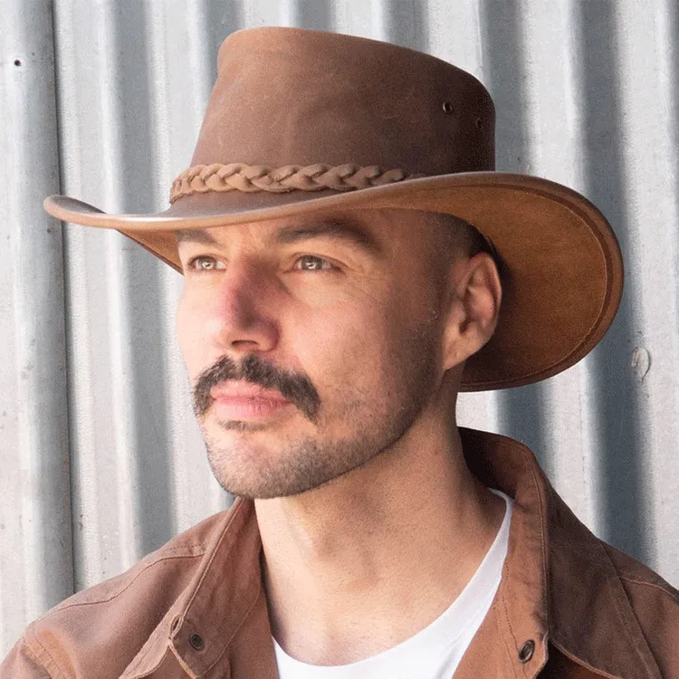 Kakadu Nullabor Leather Hat - Tobacco