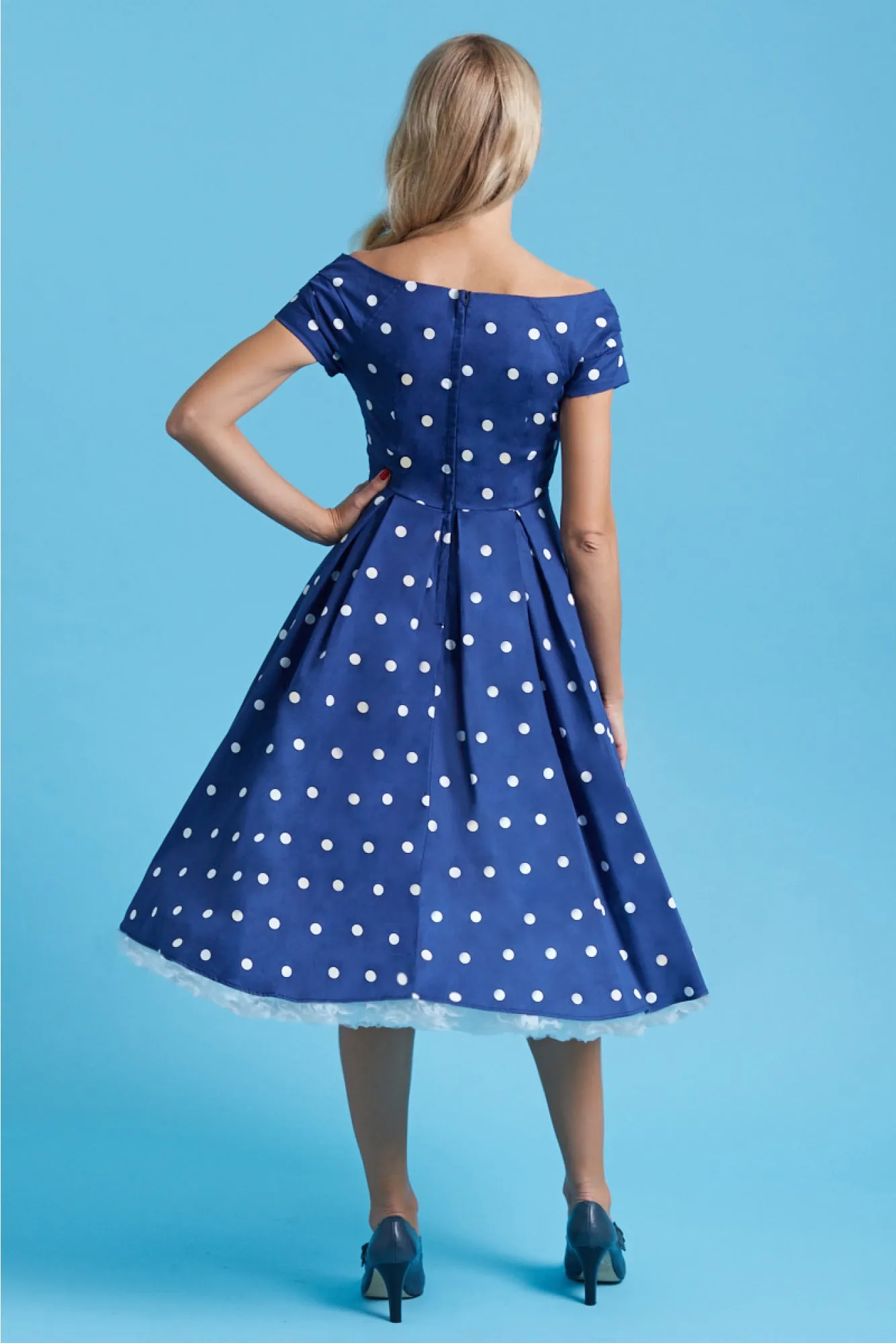 Miss Lily Dress in Blue Dots