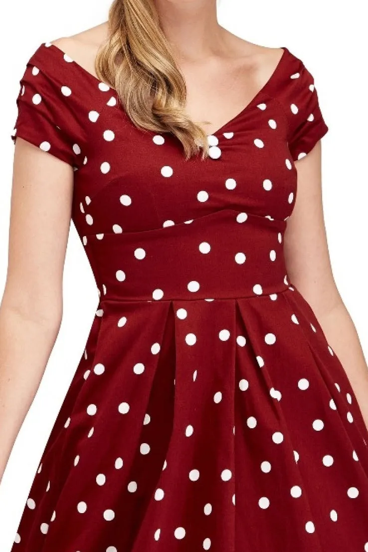 Miss Lily Dress in Burgundy Dots