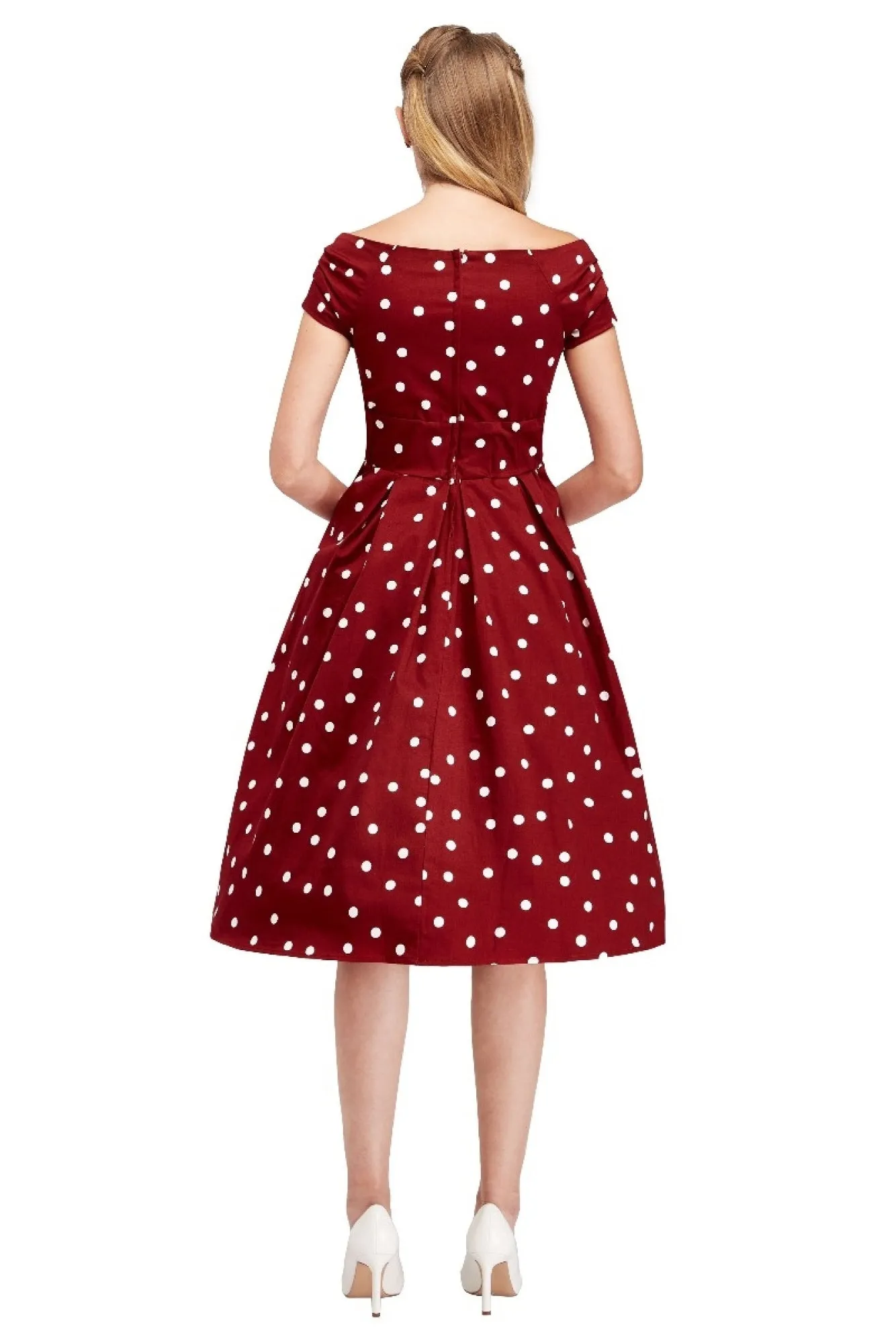 Miss Lily Dress in Burgundy Dots