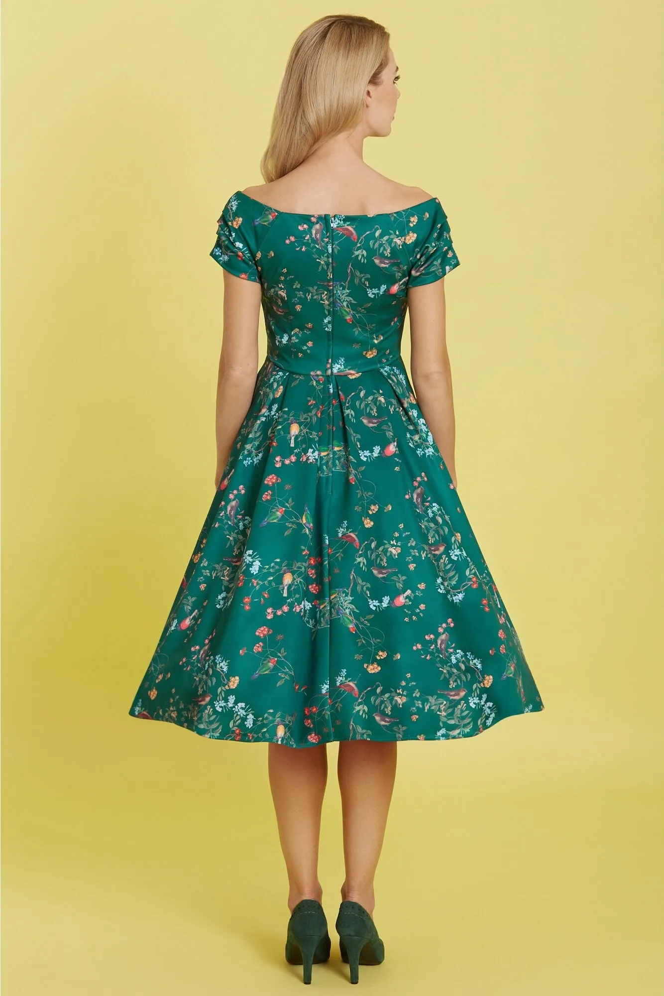 Miss Lily Dress in Green Bird
