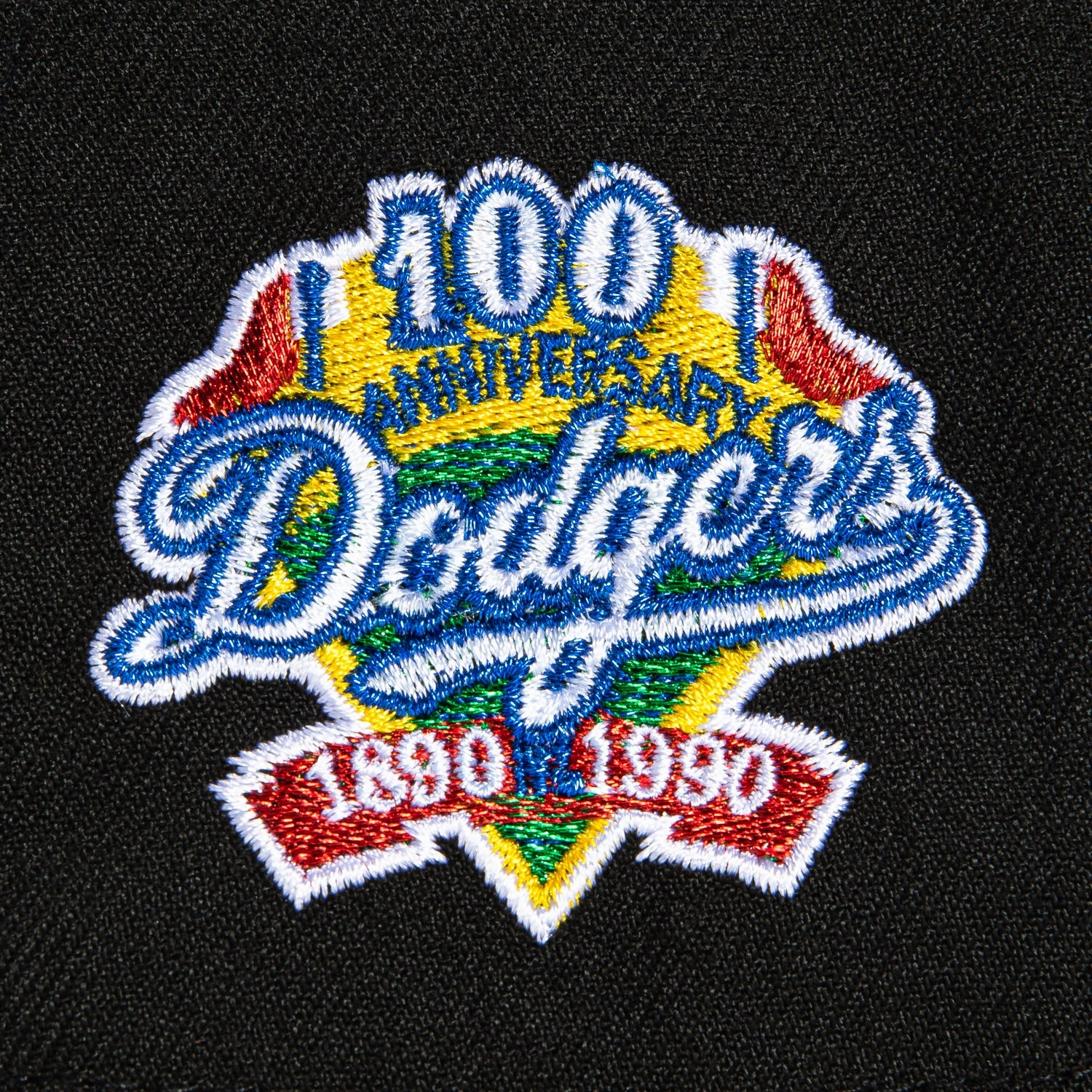 New Era 9Forty A-Frame Los Angeles Dodgers 100th Anniversary Patch Snapback Hat - Black. White