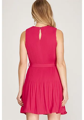 Pleats Perfect Dress in Raspberry