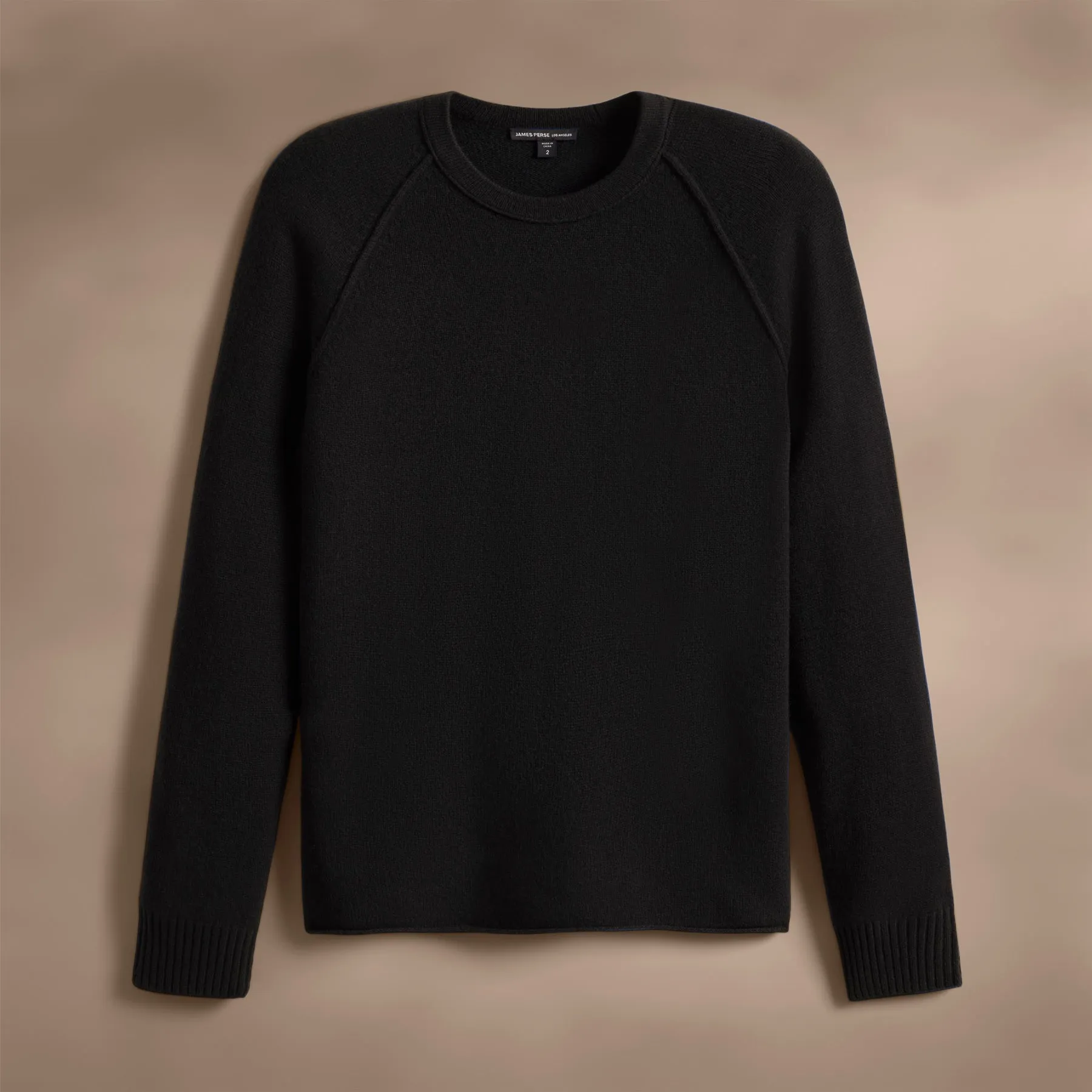 Recycled Cashmere Raglan Crew - Black