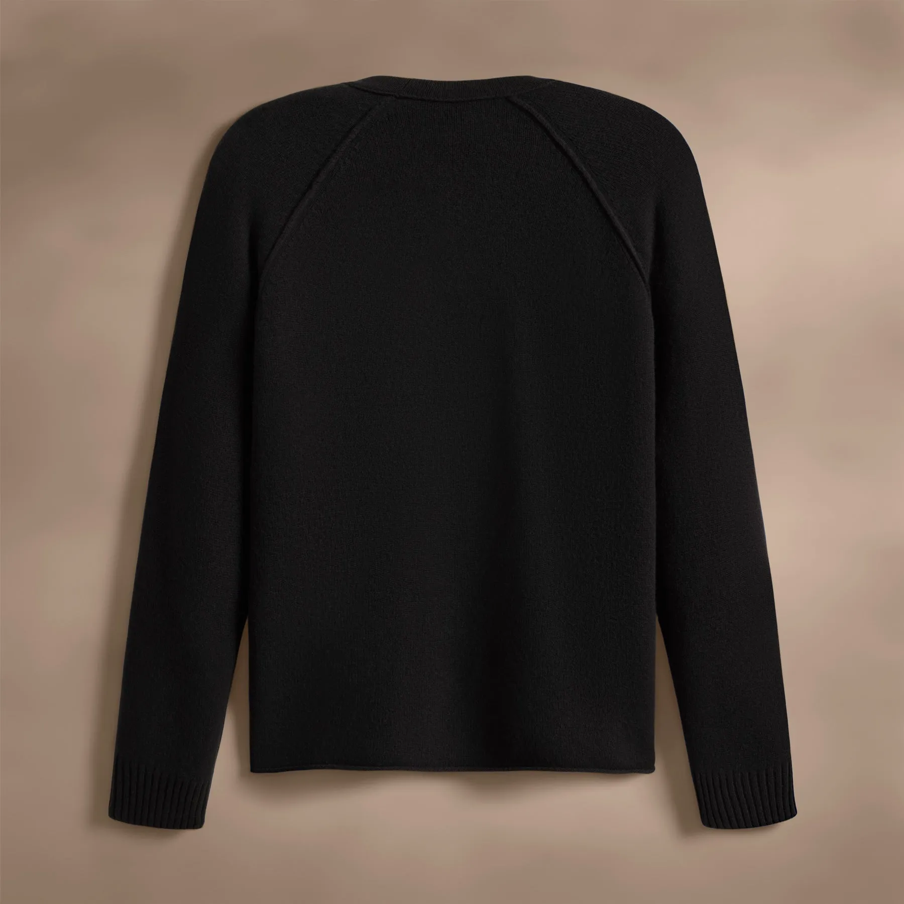 Recycled Cashmere Raglan Crew - Black