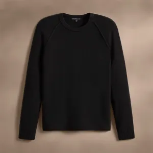 Recycled Cashmere Raglan Crew - Black