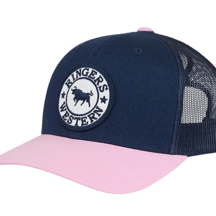 Ringers Western Tara Ponytail Trucker Cap - Navy/Pastel Pink