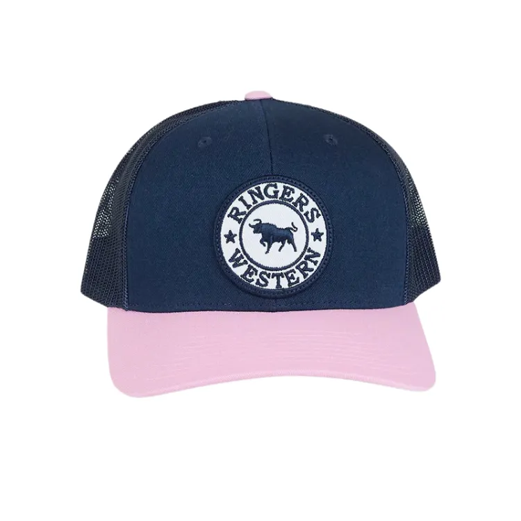 Ringers Western Tara Ponytail Trucker Cap - Navy/Pastel Pink