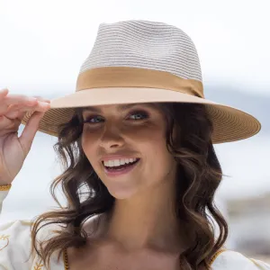 Tina M Copenhagen Maui Wide Brim Fedora - Mixed Camel/Camel